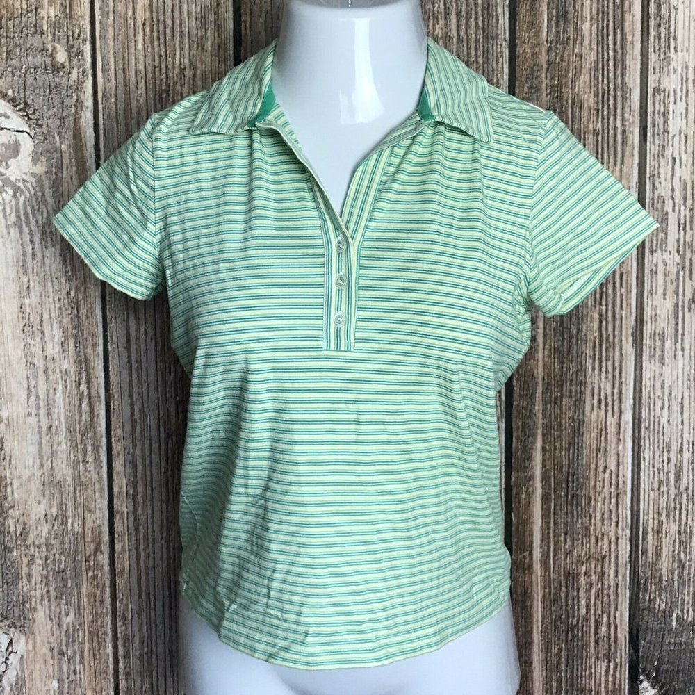 Liz Golf Green & Yellow Polo Shirt ~ Sz M